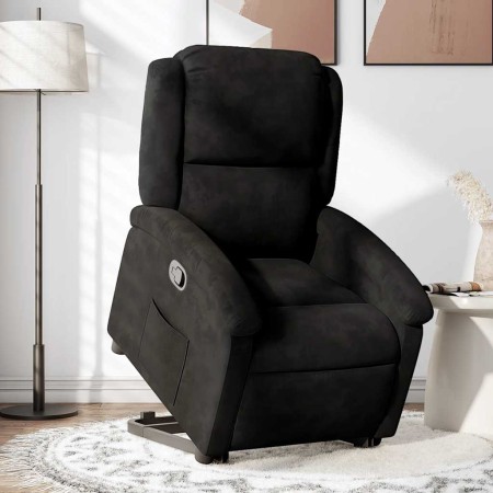 Sillón reclinable elevable terciopelo negro en Sillones | Comprar online en Foru.es