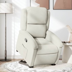 Sillón reclinable elevable terciopelo crema en Sillones | Comprar online en Foru.es