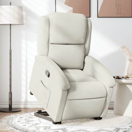 Sillón reclinable elevable terciopelo crema en Sillones | Comprar online en Foru.es
