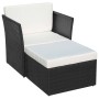 Silla de jardín con taburete poli ratán negra de vidaXL, Sillas de jardín - Ref: Foro24-41981, Precio: 151,37 €, Descuento: %