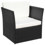 Silla de jardín con taburete poli ratán negra de vidaXL, Sillas de jardín - Ref: Foro24-41981, Precio: 151,37 €, Descuento: %
