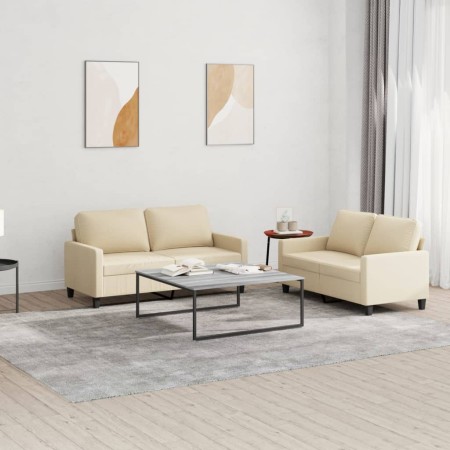 Juego de sofás con cojines 2 piezas tela crema de , Sofás - Ref: Foro24-3201446, Precio: 404,89 €, Descuento: %