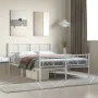 Metal bed frame with headboard and white footboard 150x200 cm by , Beds and slatted bases - Ref: Foro24-372248, Price: 111,66...