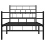 Estructura de cama con cabecero y estribo metal negro 100x200cm de , Camas y somieres - Ref: Foro24-355672, Precio: 77,69 €, ...