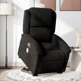 Sillón reclinable de masaje elevable terciopelo negro en Sillones | Comprar online en Foru.es