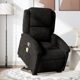 Sillón reclinable de masaje elevable terciopelo negro en Sillones | Comprar online en Foru.es