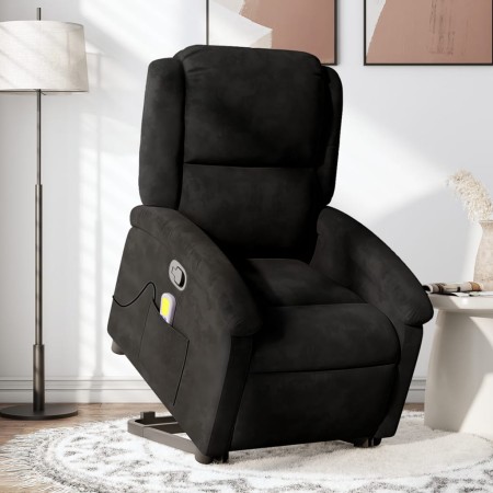Sillón reclinable de masaje elevable terciopelo negro en Sillones | Comprar online en Foru.es