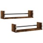 Estantes de pared con barras 2 uds roble ahumado 60x16x14 cm de , Estantes y estanterías - Ref: Foro24-835436, Precio: 30,09 ...