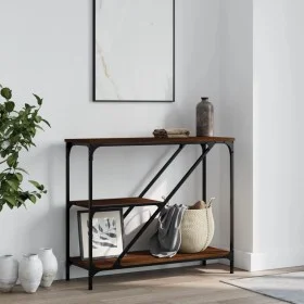 Mesa consola madera de ingeniería marrón roble 88,5x30x75 cm de , Mesas auxiliares - Ref: Foro24-835483, Precio: 48,57 €, Des...