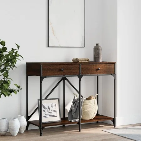 Mesa consola madera de ingeniería marrón roble 100x39x78,5 cm de , Mesas auxiliares - Ref: Foro24-835488, Precio: 64,87 €, De...