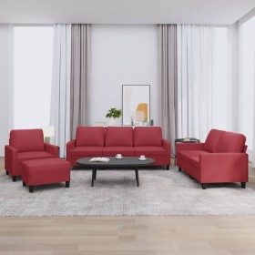 Juego de sofás con cojines 4 piezas cuero sintético rojo tinto de , Sofás - Ref: Foro24-3201406, Precio: 643,50 €, Descuento: %