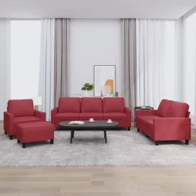 Sofa set with cushions 4 pieces red synthetic leather by , Sofas - Ref: Foro24-3201406, Price: 633,82 €, Discount: %
