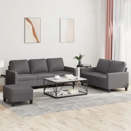 Juego de sofás con cojines 3 piezas cuero sintético gris de , Sofás - Ref: Foro24-3201425, Precio: 506,23 €, Descuento: %