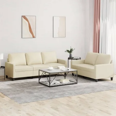 Zweiteilige Sofagarnitur aus cremefarbenem Kunstleder mit Kissen von , Sofas - Ref: Foro24-3201419, Preis: 471,11 €, Rabatt: %
