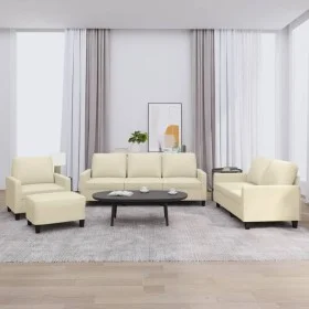 Cream synthetic leather 4-piece sofa set with cushions by , Sofas - Ref: Foro24-3201404, Price: 658,26 €, Discount: %