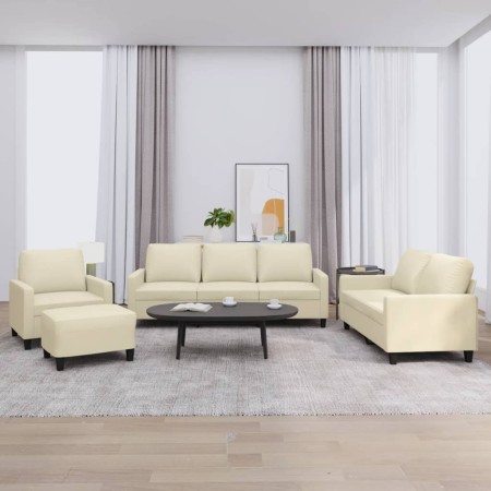 Juego de sofás con cojines 4 piezas cuero sintético crema de , Sofás - Ref: Foro24-3201404, Precio: 668,92 €, Descuento: %