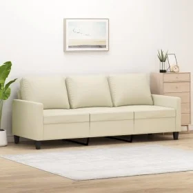 Sofá de 3 plazas de cuero sintético color crema 180 cm de , Sofás - Ref: Foro24-359143, Precio: 272,24 €, Descuento: %