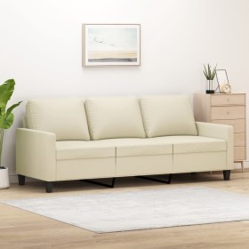 Sofá de 3 plazas de cuero sintético color crema 180 cm de , Sofás - Ref: Foro24-359143, Precio: 276,59 €, Descuento: %