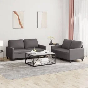 Juego de sofás con cojines 2 piezas cuero sintético gris de , Sofás - Ref: Foro24-3201410, Precio: 416,89 €, Descuento: %