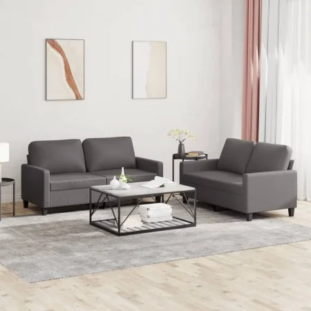 Juego de sofás con cojines 2 piezas cuero sintético gris de , Sofás - Ref: Foro24-3201410, Precio: 416,89 €, Descuento: %