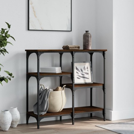 Mesa consola madera de ingeniería marrón roble 80x29x75 cm de , Mesas auxiliares - Ref: Foro24-834079, Precio: 52,20 €, Descu...