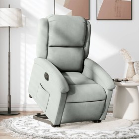 Sillón eléctrico reclinable elevable de terciopelo gris claro en Sillones | Comprar online en Foru.es
