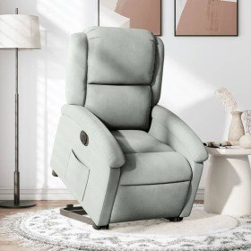 Sillón eléctrico reclinable elevable de terciopelo gris claro en Sillones | Comprar online en Foru.es