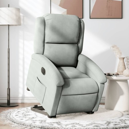 Sillón eléctrico reclinable elevable de terciopelo gris claro en Sillones | Comprar online en Foru.es