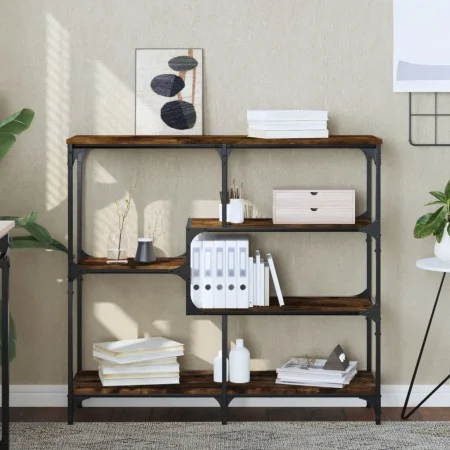 Smoked oak engineered wood console table 103x32x95 cm by , Side tables - Ref: Foro24-833952, Price: 67,35 €, Discount: %