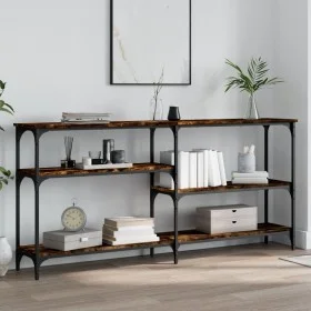 Mesa consola madera de ingeniería roble ahumado 160x29x75 cm de , Mesas auxiliares - Ref: Foro24-834087, Precio: 70,54 €, Des...