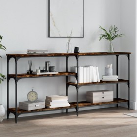 Mesa consola madera de ingeniería roble ahumado 160x29x75 cm de , Mesas auxiliares - Ref: Foro24-834087, Precio: 71,45 €, Des...