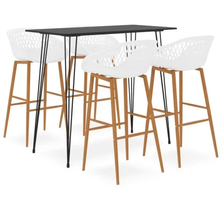 Mesa alta y taburetes de bar 5 piezas negro y blanco de , muebles para cocinas y comedores - Ref: Foro24-3057379, Precio: 429...