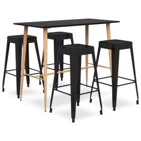 Mesa alta y taburetes de bar 5 piezas negro de , muebles para cocinas y comedores - Ref: Foro24-3057457, Precio: 430,11 €, De...