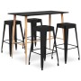 Mesa alta y taburetes de bar 5 piezas negro de , muebles para cocinas y comedores - Ref: Foro24-3057457, Precio: 502,31 €, De...