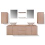 Conjunto de muebles de baño y lavabo 9 piezas beige de vidaXL, Muebles de baño - Ref: Foro24-272230, Precio: 362,59 €, Descue...