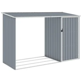 Cobertizo de jardín de leña gris acero galvanizado 245x98x159cm de , Cobertizos - Ref: Foro24-46294, Precio: 146,53 €, Descue...