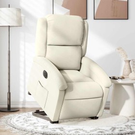 Sillón eléctrico reclinable elevable de terciopelo crema en Sillones | Comprar online en Foru.es