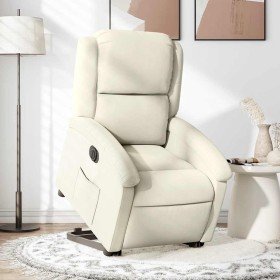 Sillón eléctrico reclinable elevable de terciopelo crema en Sillones | Comprar online en Foru.es