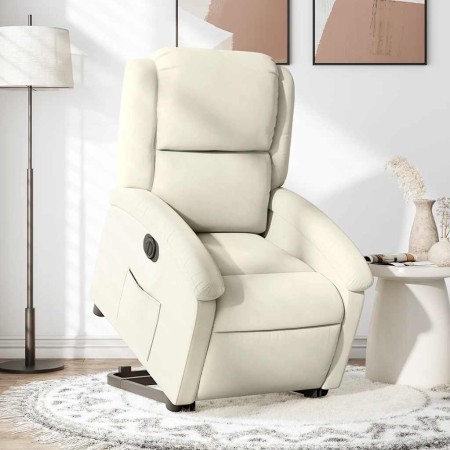 Sillón eléctrico reclinable elevable de terciopelo crema en Sillones | Comprar online en Foru.es
