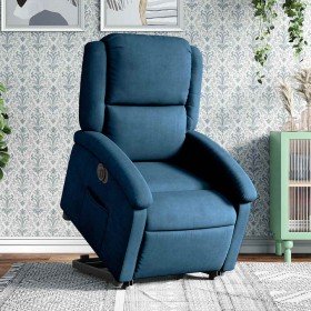 Sillón eléctrico reclinable elevable de terciopelo azul en Sillones | Comprar online en Foru.es