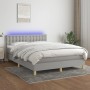 Cama box spring colchón y luces LED tela gris claro 140x200 cm de , Camas y somieres - Ref: Foro24-3134037, Precio: 423,56 €,...