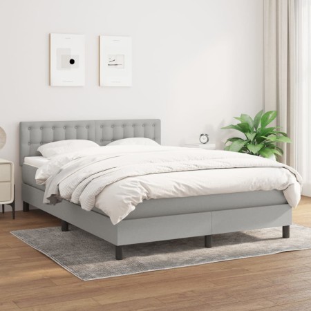 Cama box spring con colchón tela gris claro 140x190 cm de , Camas y somieres - Ref: Foro24-3140369, Precio: 449,49 €, Descuen...