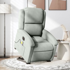 Sillón de masaje reclinable elevable terciopelo gris claro en Sillones | Comprar online en Foru.es