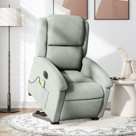 Sillón de masaje reclinable elevable terciopelo gris claro en Sillones | Comprar online en Foru.es