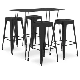 Mesa alta y taburetes de bar 5 piezas negro de , muebles para cocinas y comedores - Ref: Foro24-3057373, Precio: 426,53 €, De...