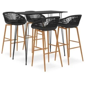 Mesa alta y taburetes de bar 5 piezas negro de , muebles para cocinas y comedores - Ref: Foro24-3057378, Precio: 361,66 €, De...