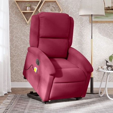 Sillón de masaje reclinable elevable terciopelo rojo tinto en Sillones | Comprar online en Foru.es