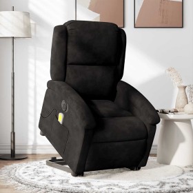 Sillón de masaje reclinable elevable terciopelo negro en Sillones | Comprar online en Foru.es