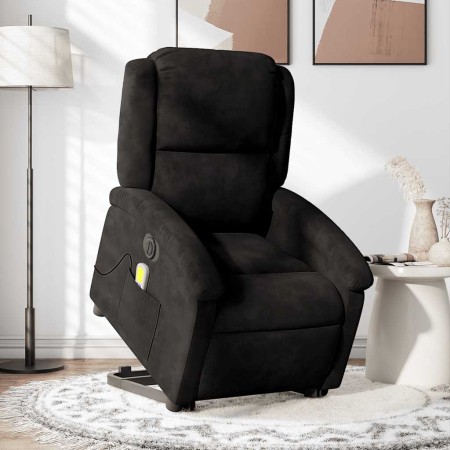 Sillón de masaje reclinable elevable terciopelo negro en Sillones | Comprar online en Foru.es