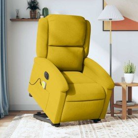 Sillón reclinable masaje eléctrico elevable terciopelo amarillo en Sillones | Comprar online en Foru.es